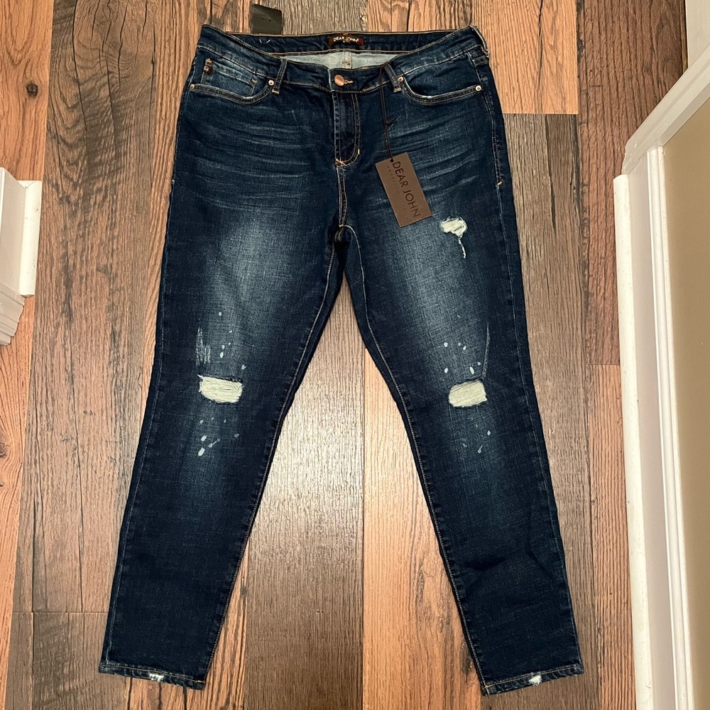 Dear John Distressed Skinny Jeans Dark Wash Size 31